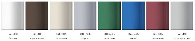 стандартные цвета рольставней